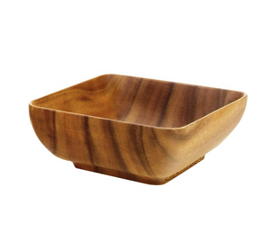 Square Acacia Wood Pedestal Bowl - Large 10" x 10"