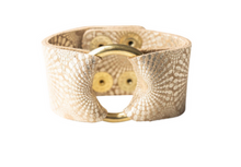 Load image into Gallery viewer, Starbust Gold Wide Leather CuffStarbust Gold Wide Leather Cuff - FINAL SALE
