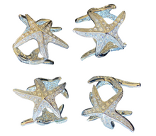 Load image into Gallery viewer, Starfish Napkin Rings - Platinum - Set of 4
