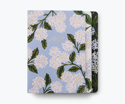 Rifle Paper Stitched Notebook Set of 3, Hydrangea