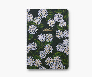 Rifle Paper Stitched Notebook black with white flowers