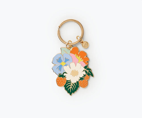 Rifle Paper Strawberry Fields Enamel Keychain