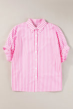 Load image into Gallery viewer, Stripe Dolman Sleeve Oversize Shirt Pink Stripe - FINAL SALE
