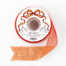 Load image into Gallery viewer, Hester &amp; Cook Fancy Sparkle Ribbon red and gold on a spool
