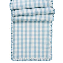 Load image into Gallery viewer, Juliska Gingham Ruffle 18" x 90" Table Runner ocean
