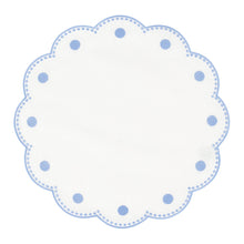 Load image into Gallery viewer, Vietri Tessuti White Round Placemats with Cornflower Blue Dots
