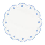 Vietri Tessuti White Round Placemats with Cornflower Blue Dots