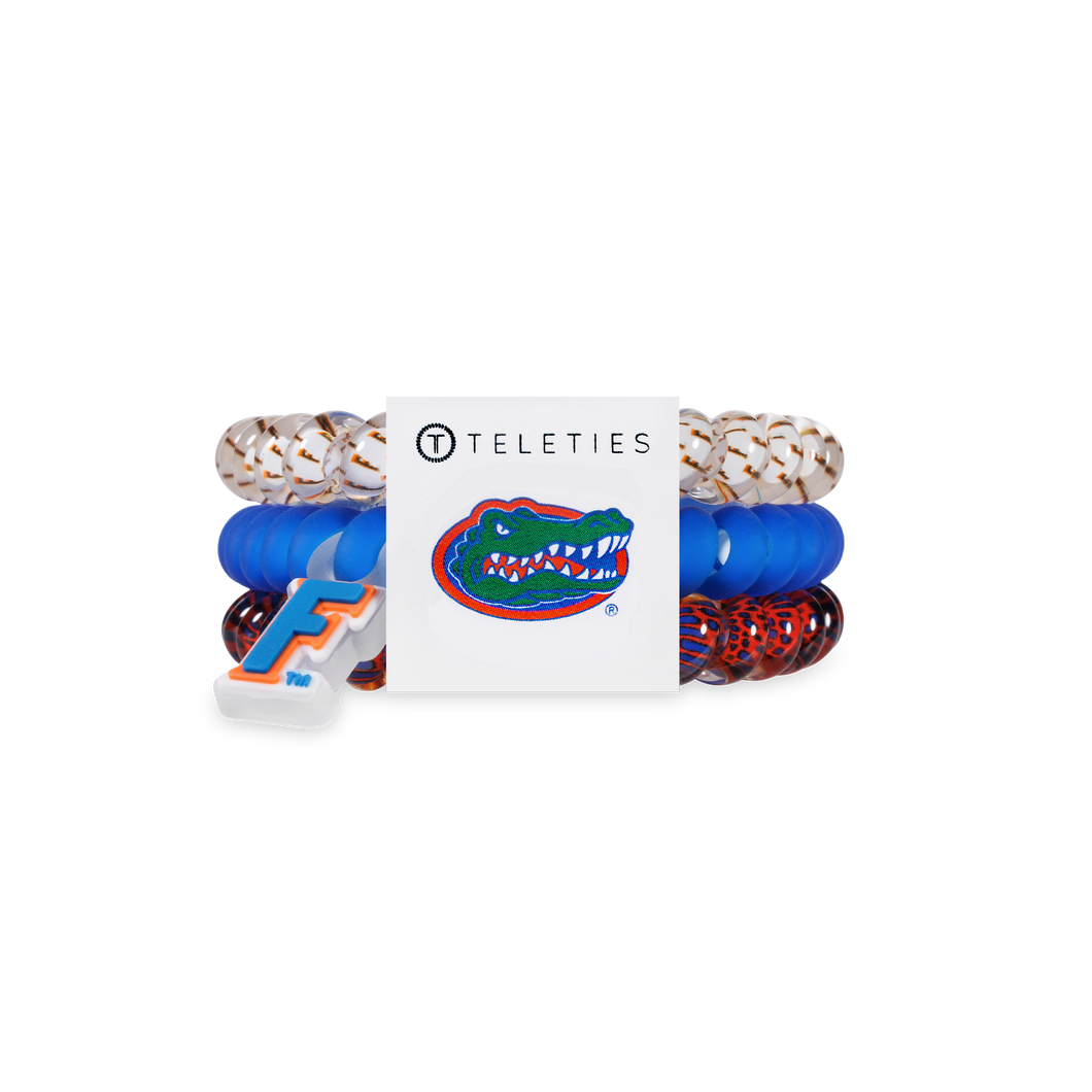 Three gator themed hair ties