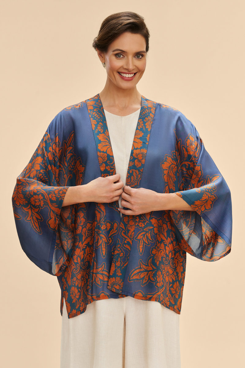 Powder Tapestry Kimono Jacket Denim – AGAPANTHUS