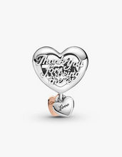 Load image into Gallery viewer, Heart-shaped silver charm with 'Thank you for being there' text on a white background
