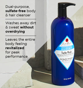 graphic about Jack Black Turbo Wash Energizing Cleanser for Hair & Body