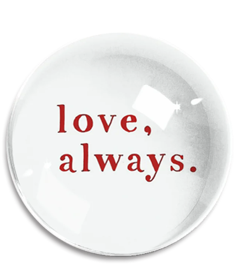 Typewriter Love Always Crystal Dome Paperweight