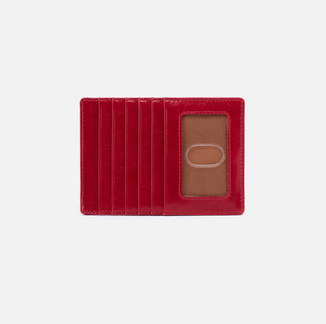 HOBO Euro Slide Card Case in Polished Leather - Claret