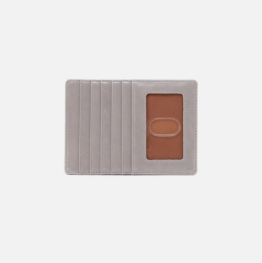 HOBO Euro Slide Card Case in Polished Leather - Light Grey