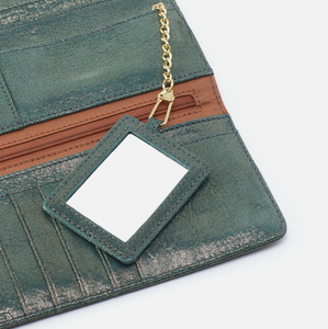 Rachel Continental Wallet in Metallic Leather - Evergreen Shimmer