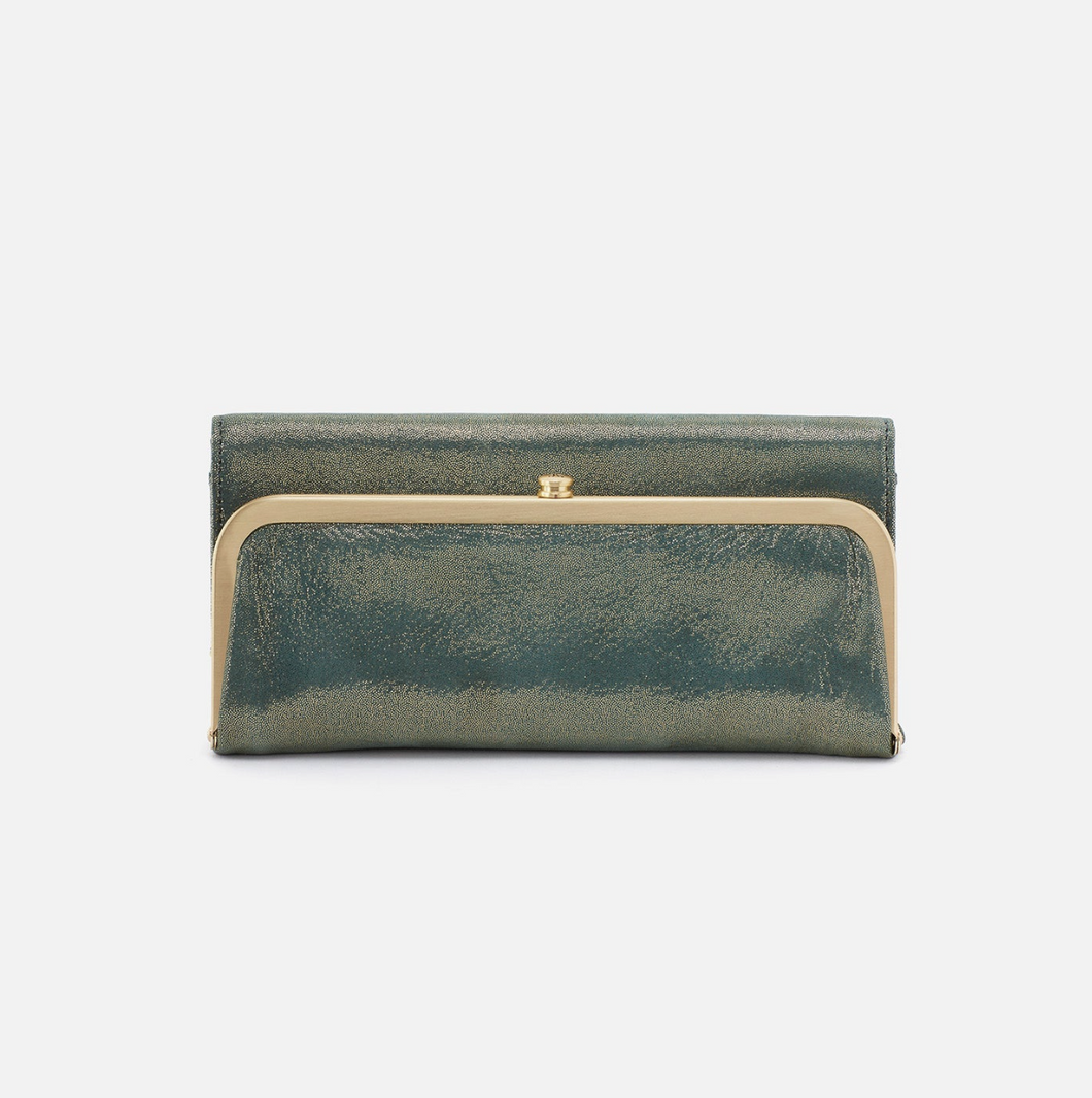 Rachel Continental Wallet in Metallic Leather - Evergreen Shimmer