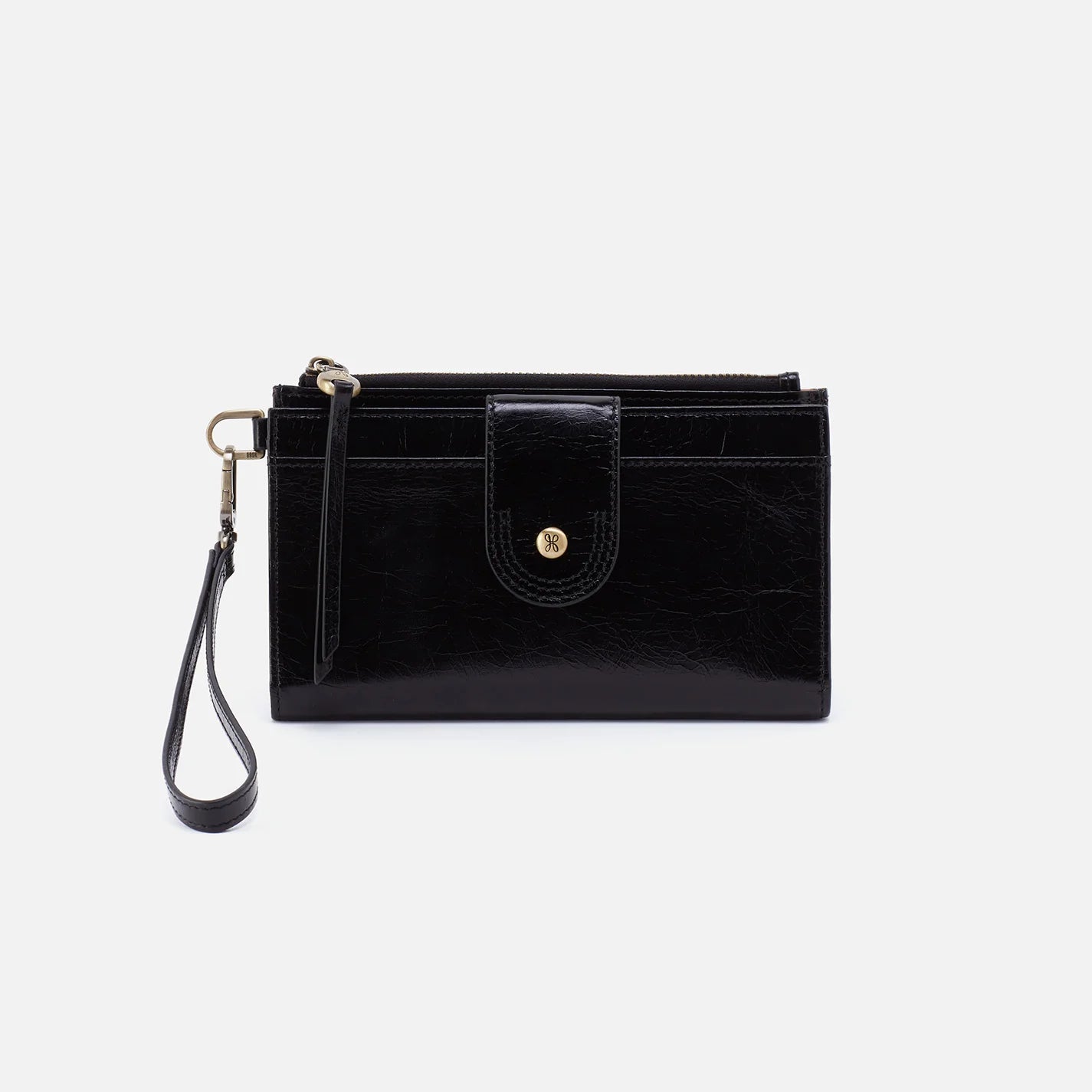 HOBO Kali Phone Wallet Polished Leather Black FINAL SALE