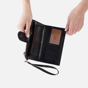 HOBO Kali Phone Wallet Polished Leather - Black - FINAL SALE