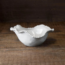 Load image into Gallery viewer, white bowl with waved edging and pearl rim 
