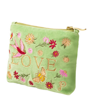 Load image into Gallery viewer, Powder Velvet Mini Pouch - Love in a Meadow - Mint
