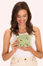 Load image into Gallery viewer, Powder Velvet Mini Pouch - Love in a Meadow - Mint
