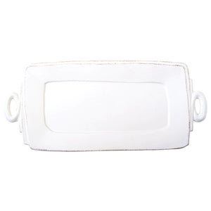 Vietri Lastra Handled Rectangular Platter - White