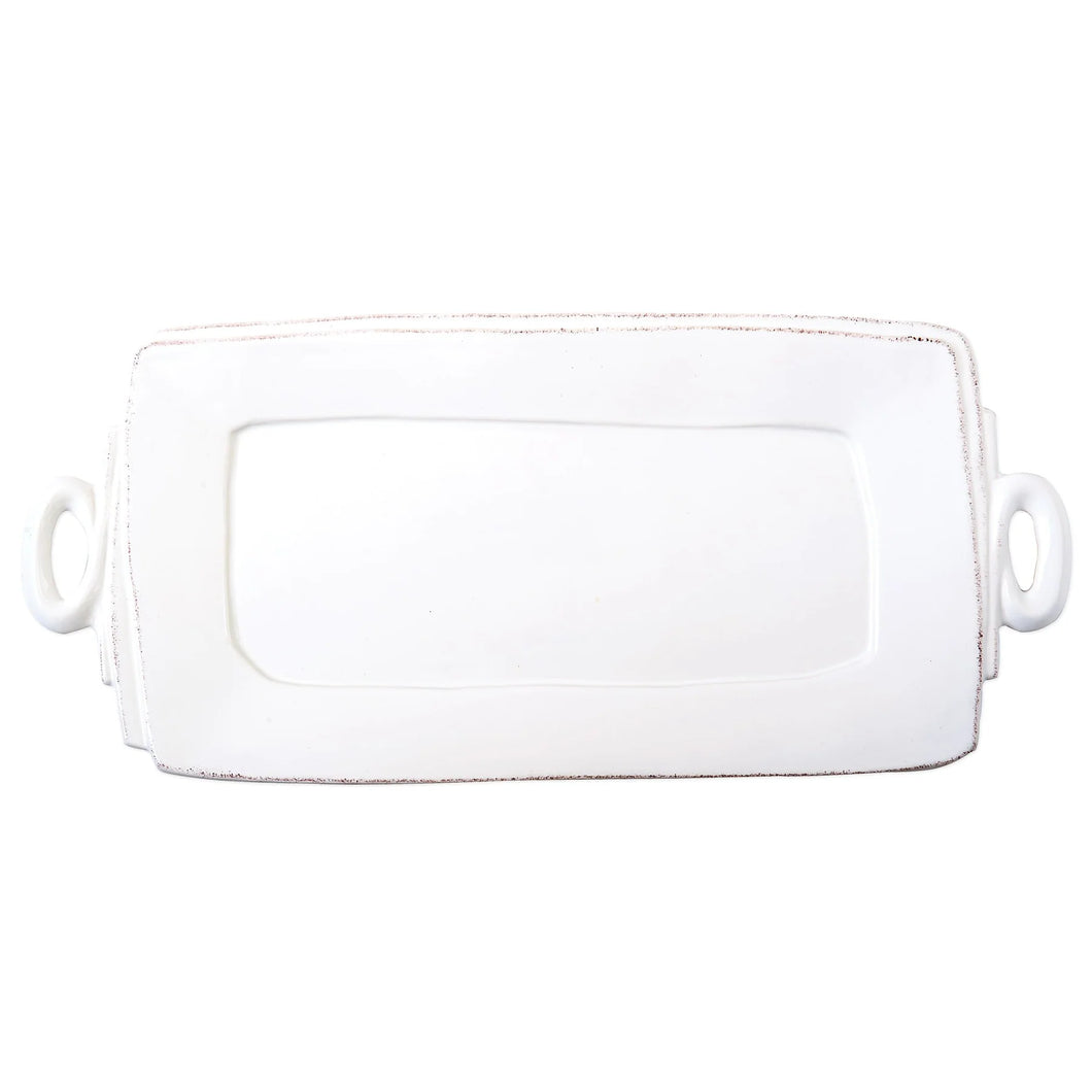 Vietri Lastra Handled Rectangular Platter - White