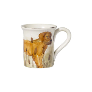 Vietri Wildlife Mug painted with a hunting dog