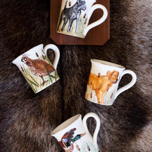Load image into Gallery viewer, Four Vietri Wildlife Mugs painted dogs and birds

