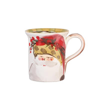 Load image into Gallery viewer, Mug painted with  Santa in a hat with animal print trim
