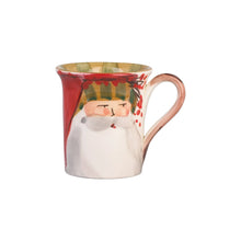 Load image into Gallery viewer, Mug painted with  Santa in a hat with green stripe trim
