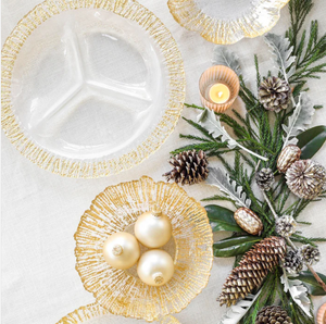 Vietri Rufolo Glass Gold Small Shallow Bowl