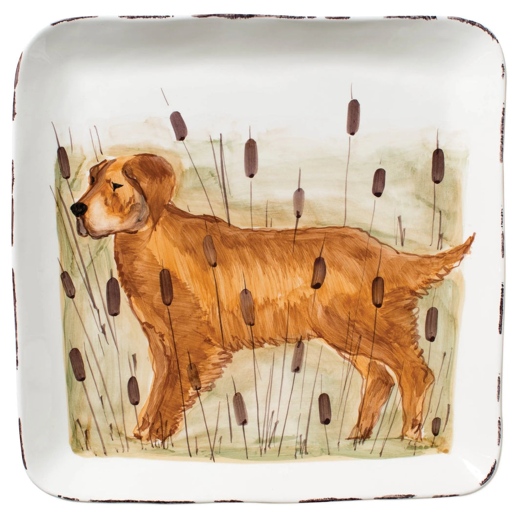 Vietri Wildlife Large Square Platter - Hunting Dog