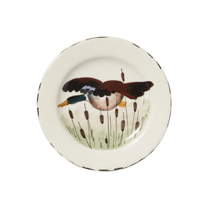 Salad plate painted with a Mallard duck