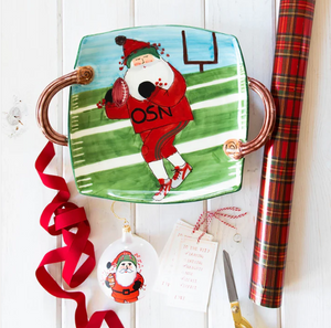 Vietri Old St. Nick Football Handled Square Platter