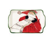 Vietri Old St. Nick Rectangular Plate - Naughty or Nice