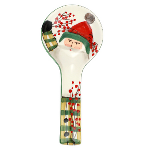 Vietri Old St. Nick Spoon Rest w/ Holly