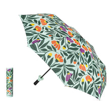 Load image into Gallery viewer, Vinrella Eden Floral Bottle Umbrella with blue green purple orange and yellow floral pattern
