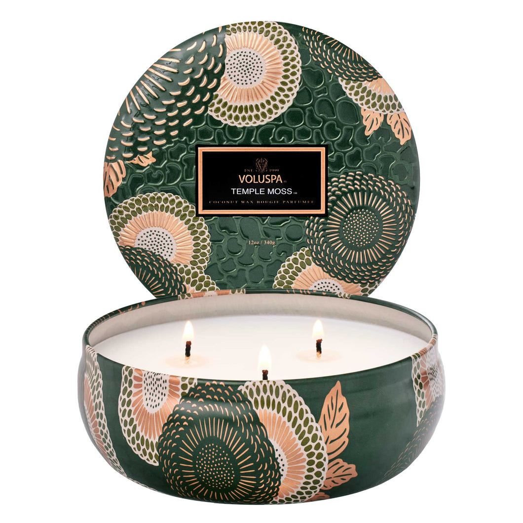 Voluspa Temple Moss 3-Wick Tin Candle