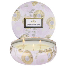 Load image into Gallery viewer, Voluspa Panjore Lychee 3 Wick Tin Candle
