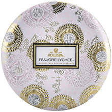 Load image into Gallery viewer, Voluspa Panjore Lychee 3 Wick Tin Candle
