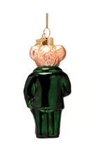 Load image into Gallery viewer, Vondels Glass Ornament - Green Bear in Clothes  4.5"H
