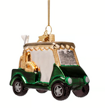 Load image into Gallery viewer, Vondels Glass Ornament - Night Green Golf Cart 3.5"H
