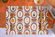 Load image into Gallery viewer, Hester &amp; Cook Antique Pumpkin Frame Placemat with gold flatware
