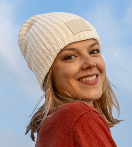 White Speckled/Natural Monochrome Beanie