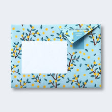 Load image into Gallery viewer, Wildflower Pigeon Letter blue with yellow flowers
