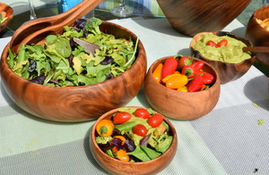 Wooden Salad Fork & Spoon Serving Set in a salad