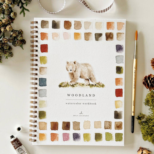 Woodland Watercolor Workbook cover with bear