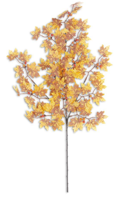 Yellow & Brown Maple Leaves Stem w/ Berries - 29