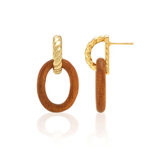 Load image into Gallery viewer, Capucine de Wulf Earth Goddess Link Drop Earrings Gold and Teak 
